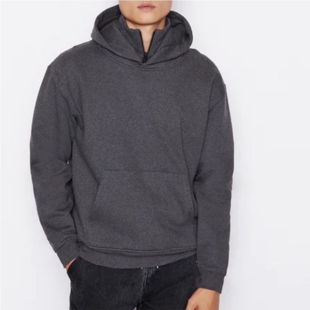 Frame half-zip surplus cotton blend hoodie